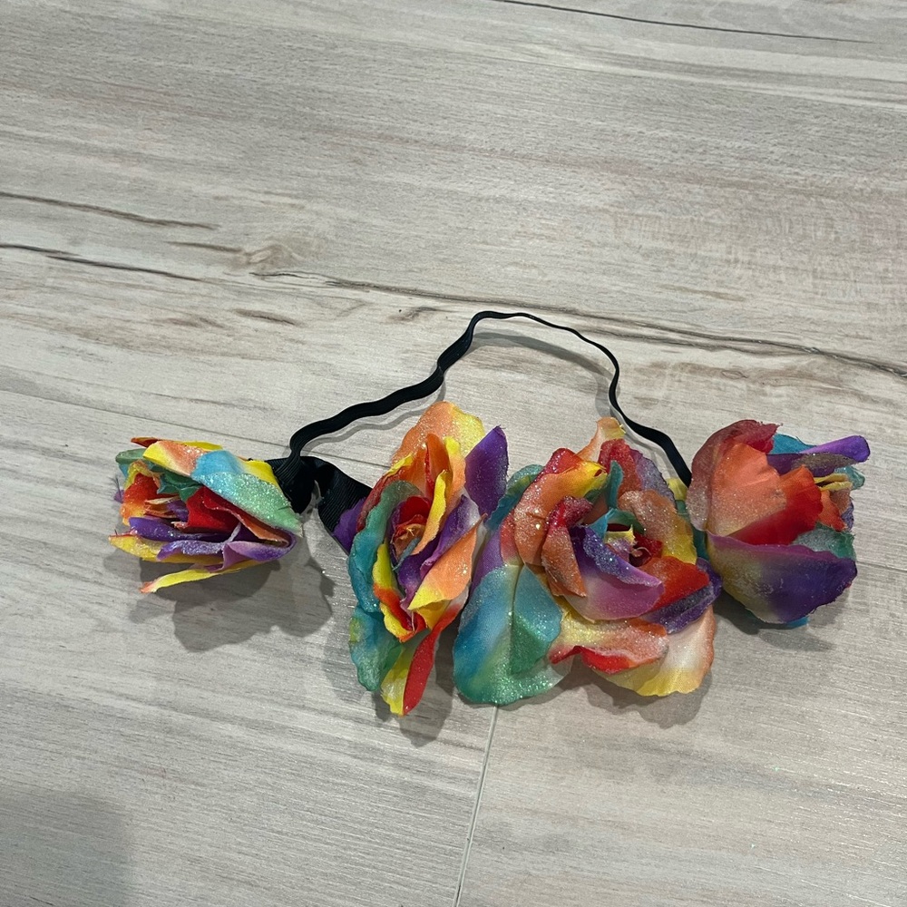 Colorful Skeleton Poncho with Floral Headband - Picture 6 of 9
